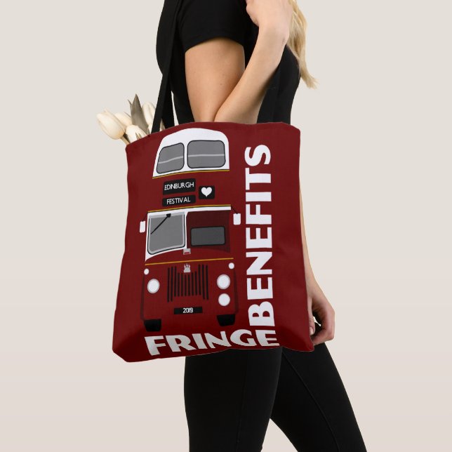 Retro edinburgh Festival Fringe Double Decker Bus Tote Bag (Close Up)