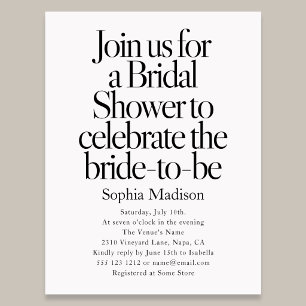 Retro Editorial Bold Bridal Shower Invitation Postcard
