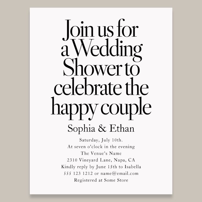 Retro Editorial Bold Couple Wedding Shower Invitation Postcard (Creator Uploaded)
