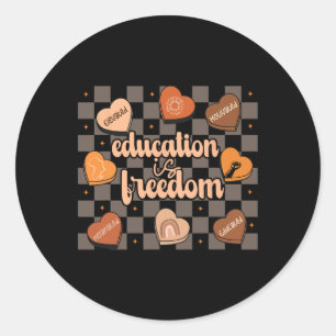 Retro Education Is Freedom African American Teache Classic Round Sticker