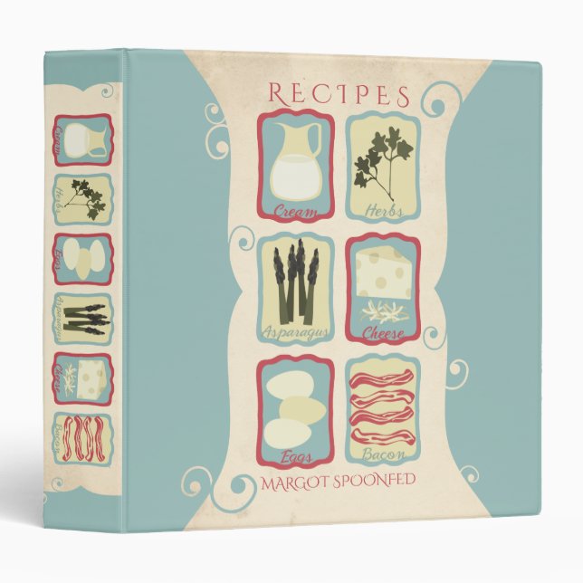 retro eggs asparagus cooking baking recipe binder (Front/Spine)