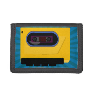 Retro Eighties Epic Yellow Sporty Tape Player Tri-fold Wallet