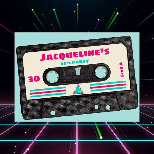 Retro Eighties Glitch Mix Tape 30th Birthday Party Invitation