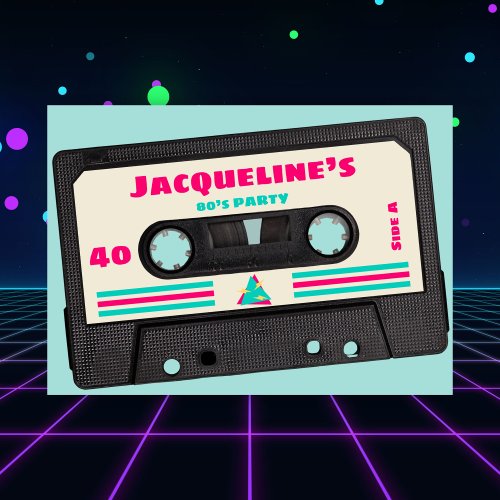 Retro Eighties Music Mix Tape 40th Birthday Party Invitation