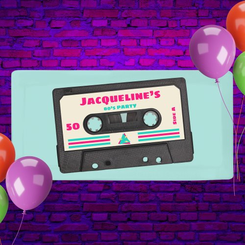 Retro Eighties Music Mix Tape 50th Birthday Party  Banner