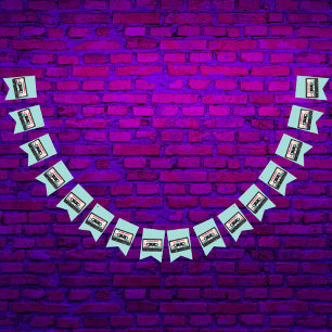 Retro Eighties Music Mix Tape 50th Birthday Party Bunting Flags