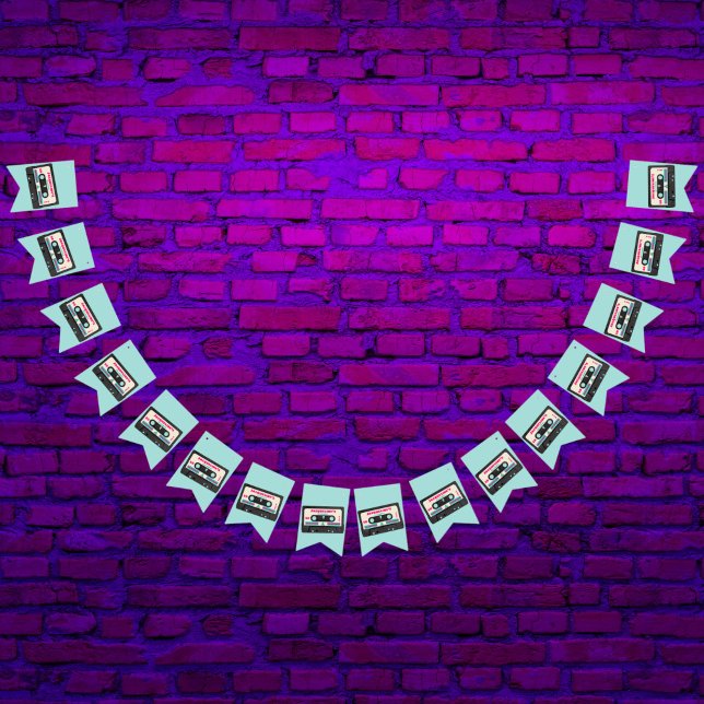 Retro Eighties Music Mix Tape 50th Birthday Party  Bunting Flags (Creator Uploaded)