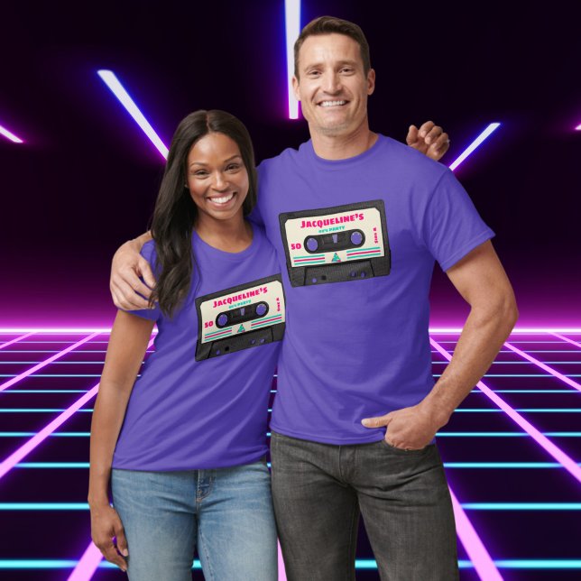 Retro Eighties Music Mix Tape 50th Birthday Party  T-Shirt (Creator Uploaded)