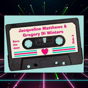 Retro Eighties Music Mix Tape Save The Date Invitation by CustomPhotoGift at Zazzle