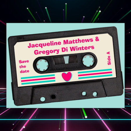 Retro Eighties Music Mix Tape Save The Date Invitation