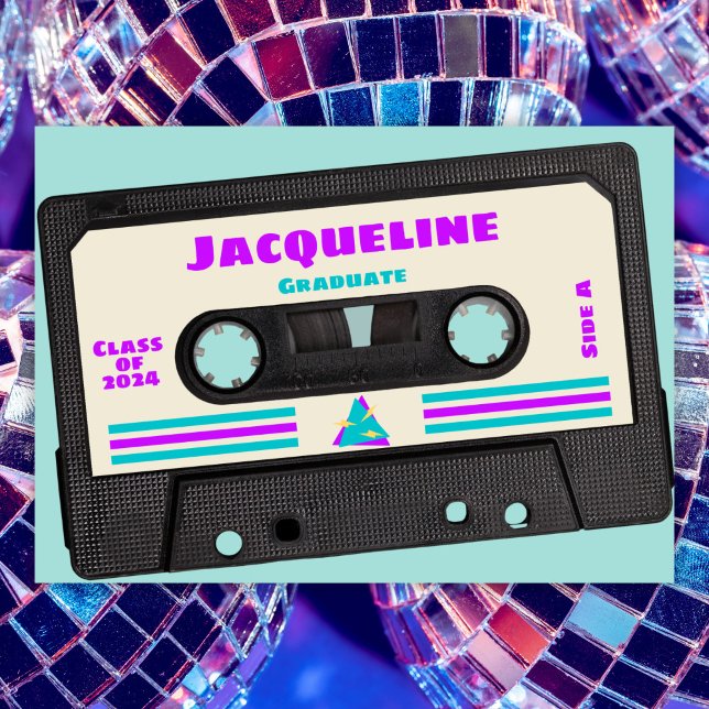 Retro Eighties Purple Mix Tape 2025 Graduation  Announcement (Creator Uploaded)