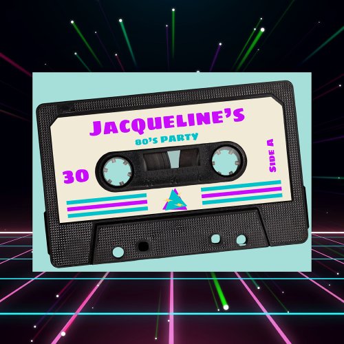 Retro Eighties Purple Mix Tape 30th Birthday Party Invitation