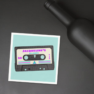 Retro Eighties Purple Mix Tape 30th Birthday Party Napkins