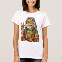 Retro Elder Hippie T-Shirt - Vintage Peace Sign