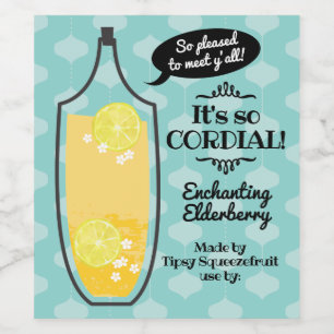 Retro elderberry cordial homemade wine vinegar label