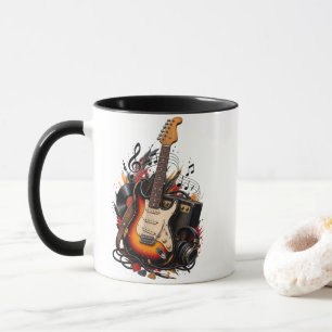 Retro Electric Guitar & Amp Double-Sided Two-Tone Mug