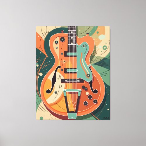 Retro Electric Guitar Illustration Canvas Print