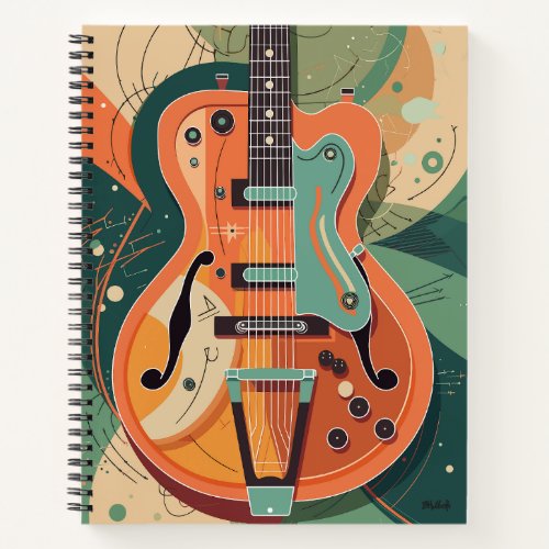 Retro Electric Guitar Illustration Notebook