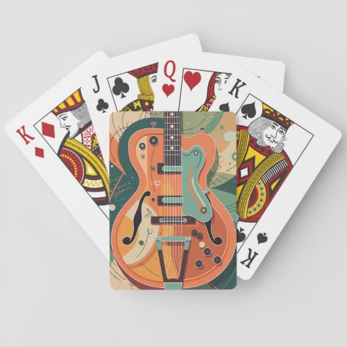 Retro Electric Guitar Illustration Playing Cards