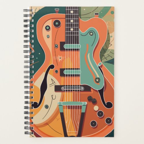 Retro Electric Guitar Illustration Pocket Folder Planner
