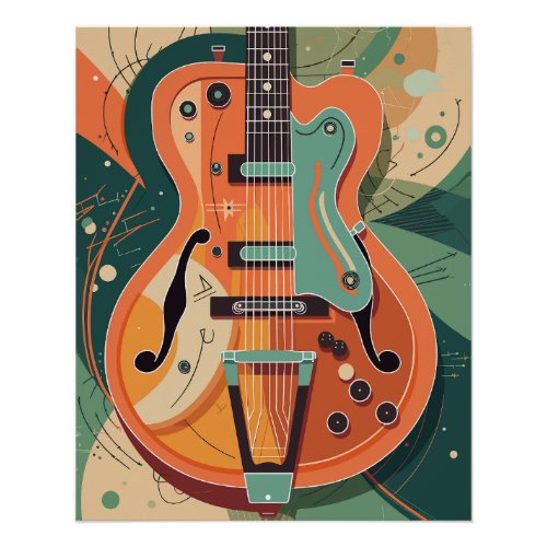 Retro Electric Guitar Illustration Poster