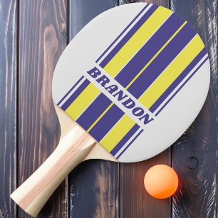 Retro Electric Lemon Grape Board Stripes with Name Ping Pong Paddle