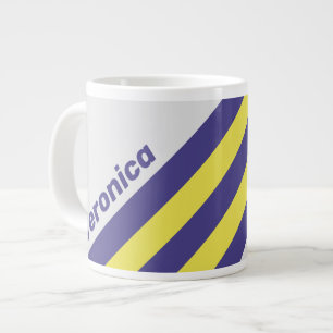 Retro Electric Lemon Grape Stripes with Name Giant Coffee Mug