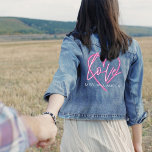 Retro Electric Love Neon Pink Heart Brides Name Denim Jacket<br><div class="desc">Our fun retro love neon pink personalized bride name wedding denim jacket features retro style pink neon love and heart design with personalized name. Designed to make heads turn on your special day. Whether you're a trendsetter bride or looking for the perfect gift for the bride-to-be, this jacket is a...</div>