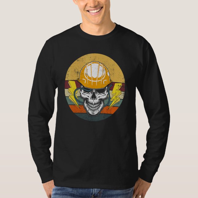 Retro Electrician Skull Electrical Engineer Vintag T-Shirt (Front)