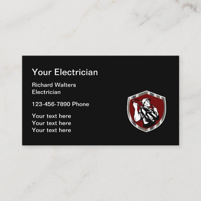 Retro Electrician Theme Business Card (Front)