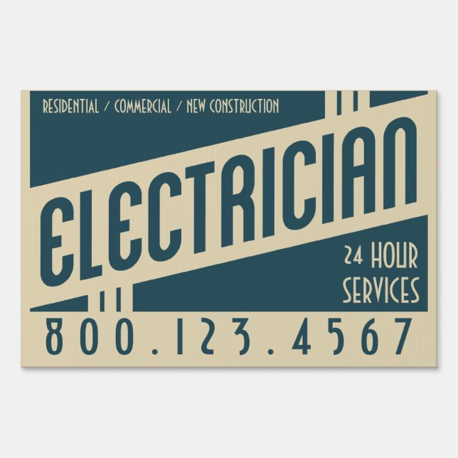 retro electrician yard sign (Front)
