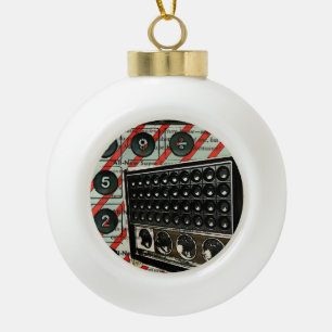 Retro electronics speaker Short Wave Radio Ceramic Ball Christmas Ornament
