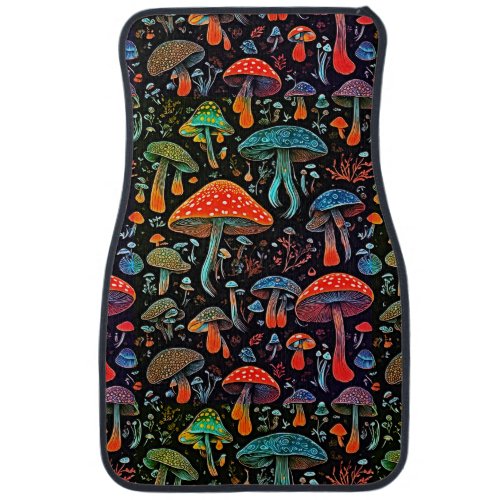 Retro Elegance _ Colorful Mushroom Car Floor Mat