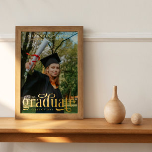 Retro Elegance Graduate Year Name School Photo Foil Prints