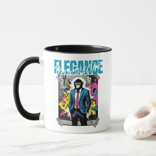 Retro Elegance Tee with Monkey  Graffiti Mug