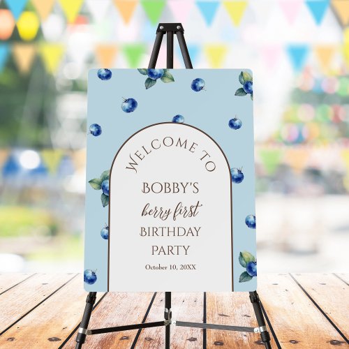 Retro Elegant Baby Berry First Birthday Welcome Foam Board