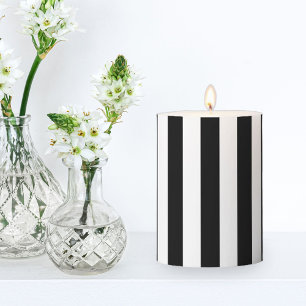 retro elegant black and white stripe candle