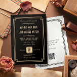 Retro Elegant Black Art Deco QR RSVP Wedding Invitation<br><div class="desc">Introduce your love story with our Black Art Deco Frame Wedding Invitation, an epitome of timeless elegance. This invitation features a classic black Art Deco frame, setting the stage for a sophisticated celebration. What makes it truly special is the budget-friendly innovation – a personalized QR code discreetly placed on the...</div>