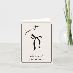 Retro Elegant Black Bow Preppy Coquette Thank Yous You Card