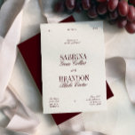 Retro Elegant Burgundy & Ivory Beige Wedding Invitation<br><div class="desc">Make a bold and timeless statement with this elegant maroon wedding invitation. Designed with a deep wine-red background and refined serif paired with graceful script typography, this template is perfect for formal weddings, evening receptions, or vineyard celebrations. The rich burgundy and ivory color palette creates a sophisticated atmosphere, while the...</div>