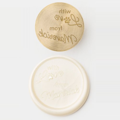 Retro Elegant Calligraphy Style Dog Name And Paw Wax Seal Stamp
