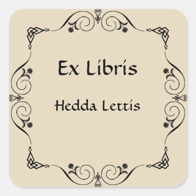 Retro Elegant Floral Flourish Bookplate (Front)