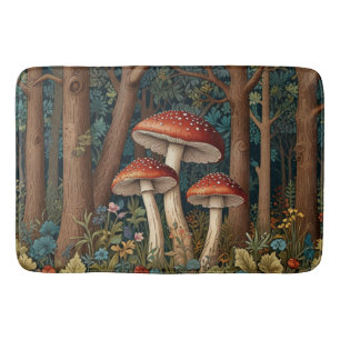 Retro elegant mushroom forest bath mat