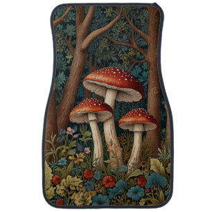 Retro elegant mushroom forest car floor mat