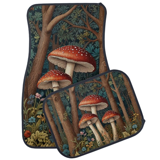 Retro elegant mushroom forest car floor mat (Set)