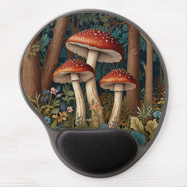 Retro elegant mushroom forest gel mouse pad (Front)