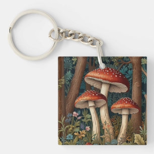 Retro elegant mushroom forest keychain