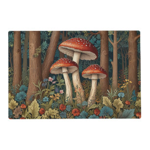 Retro elegant mushroom forest placemat