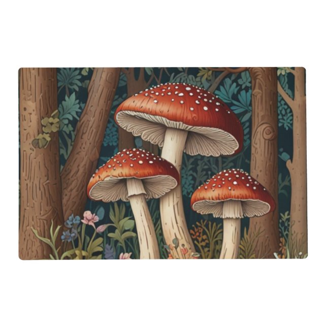 Retro elegant mushroom forest placemat (Front)