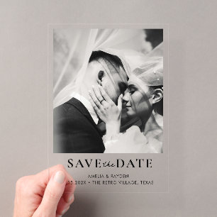 Retro Elegant Photo Wedding Save the date Acrylic